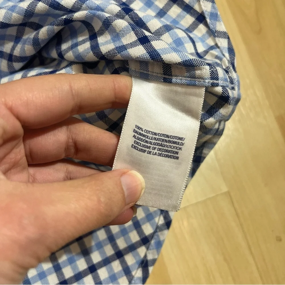 Ralph Lauren Shirt Boys medium 10/12 Blue Check Button-up 100% Cotton Mint